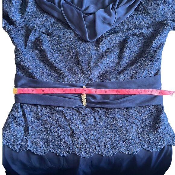 NEW Marina Navy Blue Lace Floor Length Formal Event Evening Dress Sz 6 - Picture 15 of 15
